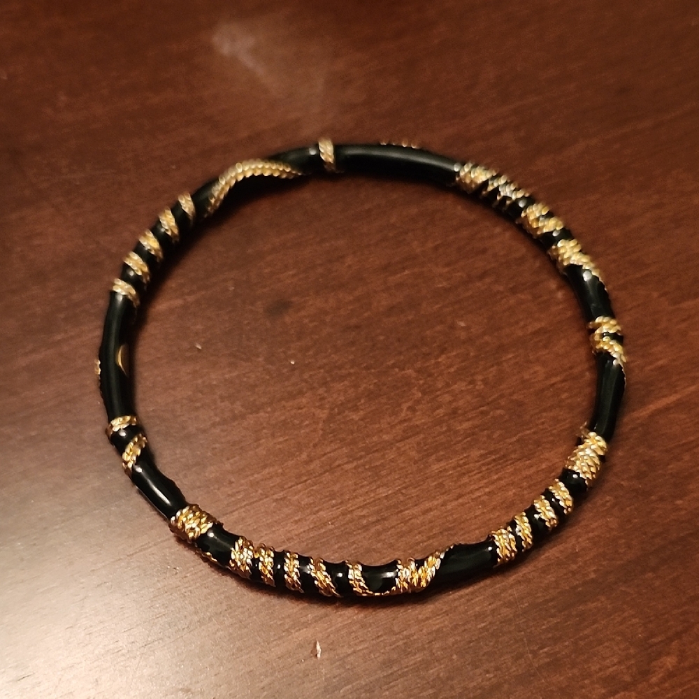 Black and Gold Twisted Rope Bracelet - Women Jewelry